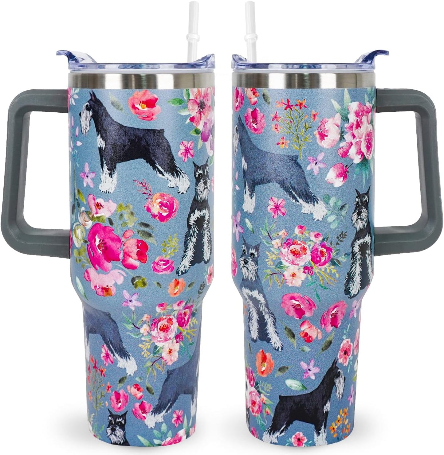 Pitbull Gifts Dog Tumbler Cup for Women Men 40oz Stainless Steel Insulated Travel Mug with Lid and Straw