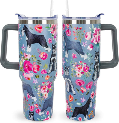 Pitbull Gifts Dog Tumbler Cup for Women Men 40oz Stainless Steel Insulated Travel Mug with Lid and Straw