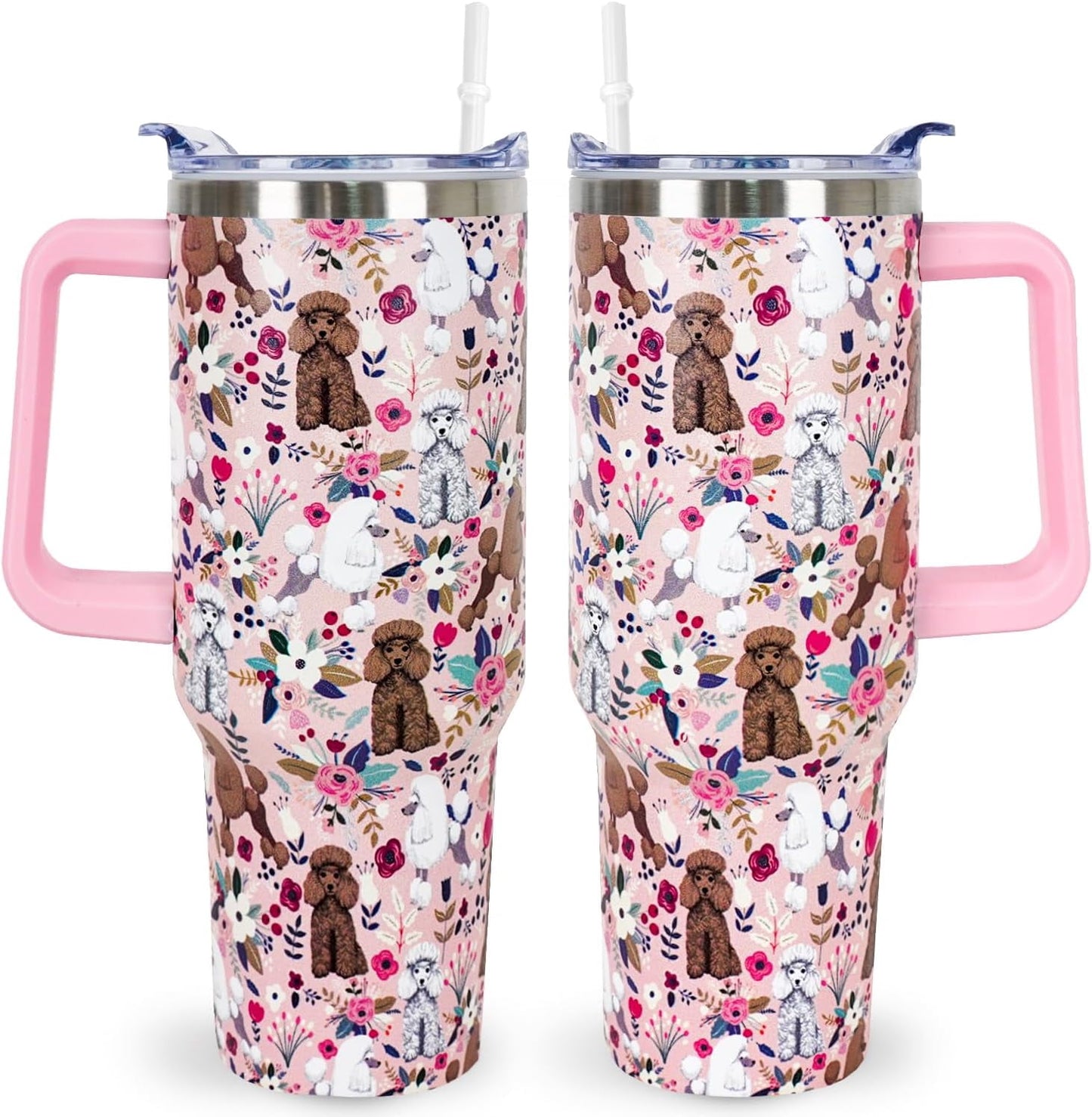 Pitbull Gifts Dog Tumbler Cup for Women Men 40oz Stainless Steel Insulated Travel Mug with Lid and Straw