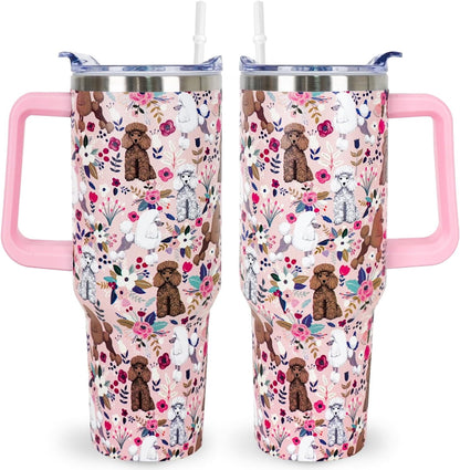 Pitbull Gifts Dog Tumbler Cup for Women Men 40oz Stainless Steel Insulated Travel Mug with Lid and Straw
