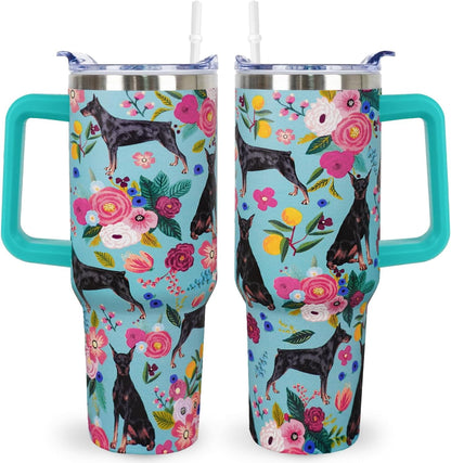 Pitbull Gifts Dog Tumbler Cup for Women Men 40oz Stainless Steel Insulated Travel Mug with Lid and Straw
