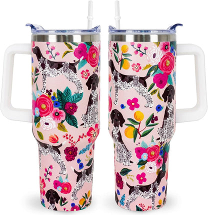 Pitbull Gifts Dog Tumbler Cup for Women Men 40oz Stainless Steel Insulated Travel Mug with Lid and Straw