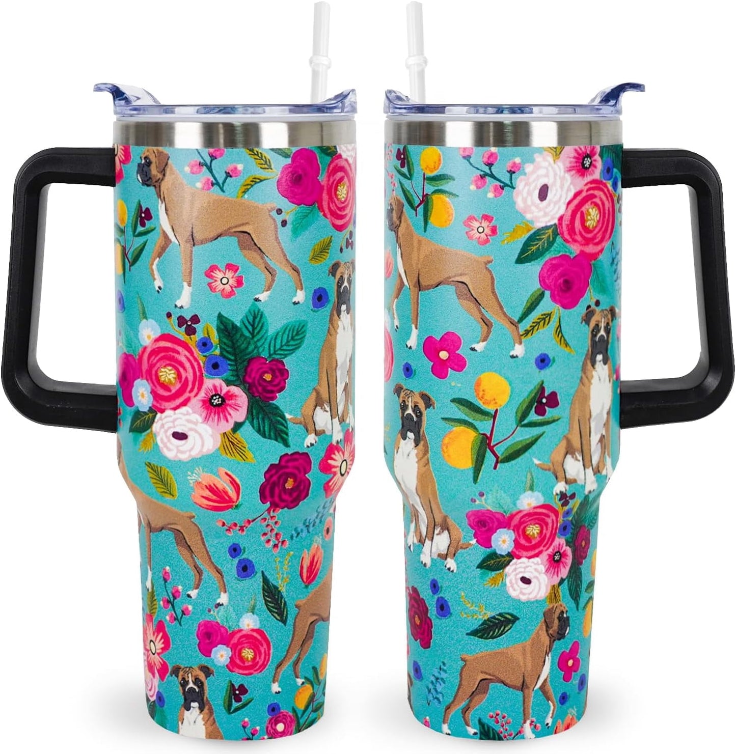 Pitbull Gifts Dog Tumbler Cup for Women Men 40oz Stainless Steel Insulated Travel Mug with Lid and Straw