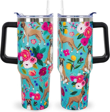 Pitbull Gifts Dog Tumbler Cup for Women Men 40oz Stainless Steel Insulated Travel Mug with Lid and Straw