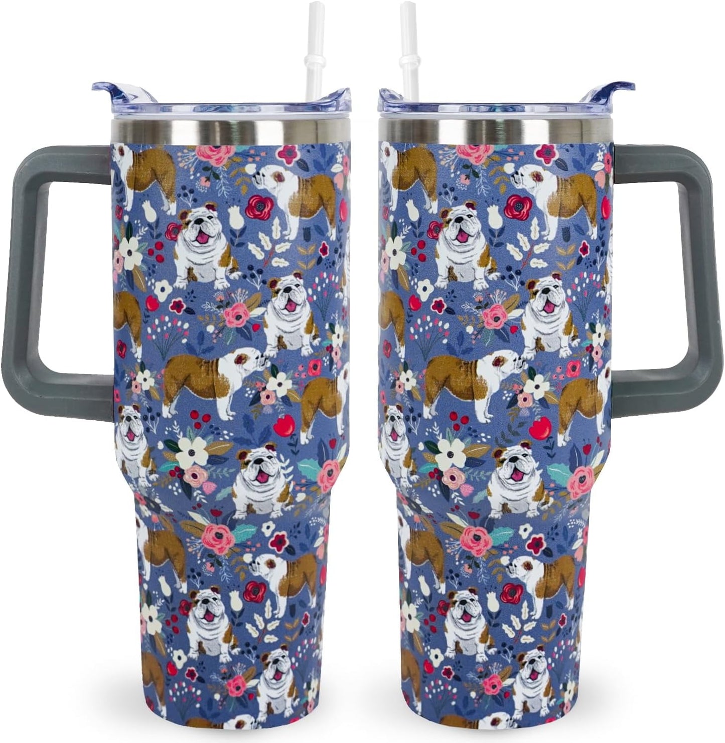 Pitbull Gifts Dog Tumbler Cup for Women Men 40oz Stainless Steel Insulated Travel Mug with Lid and Straw