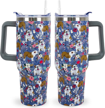 Pitbull Gifts Dog Tumbler Cup for Women Men 40oz Stainless Steel Insulated Travel Mug with Lid and Straw