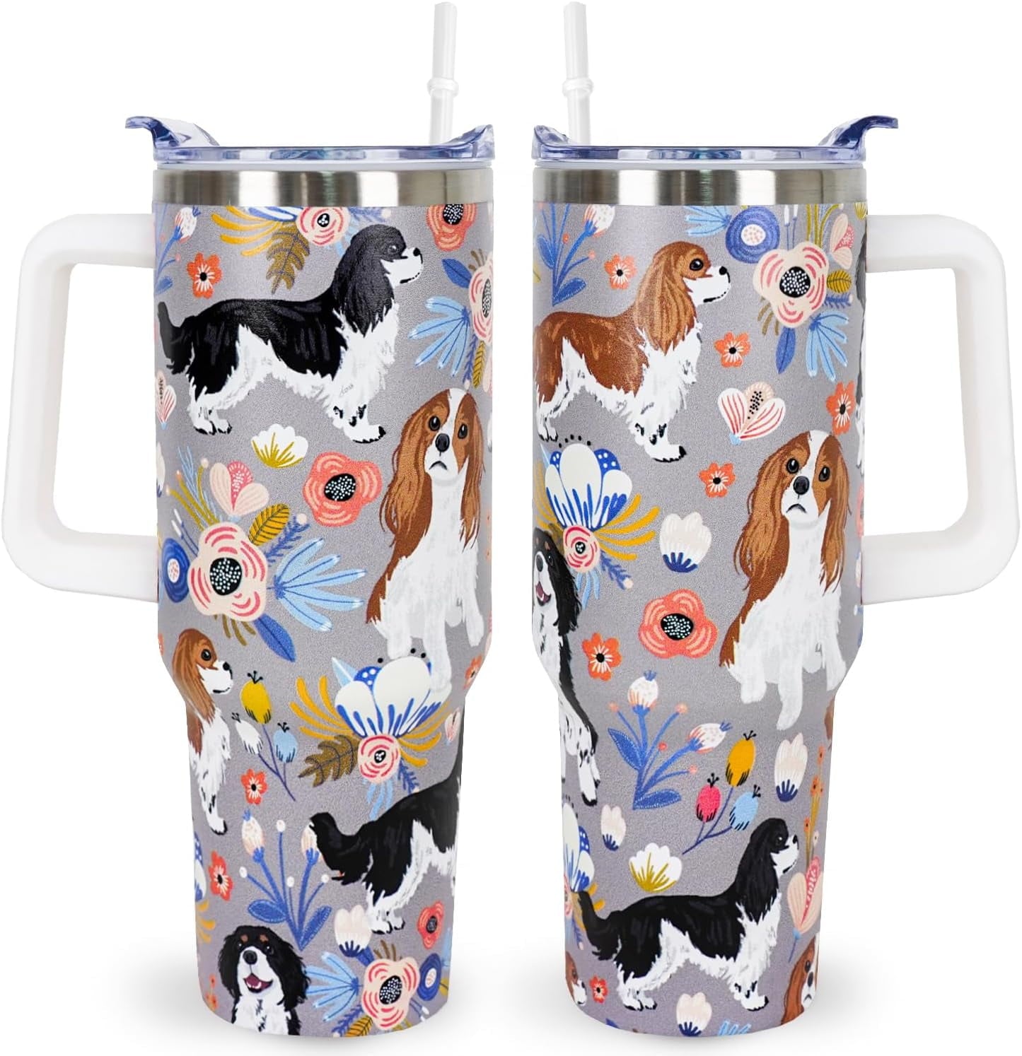 Pitbull Gifts Dog Tumbler Cup for Women Men 40oz Stainless Steel Insulated Travel Mug with Lid and Straw