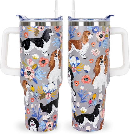 Pitbull Gifts Dog Tumbler Cup for Women Men 40oz Stainless Steel Insulated Travel Mug with Lid and Straw