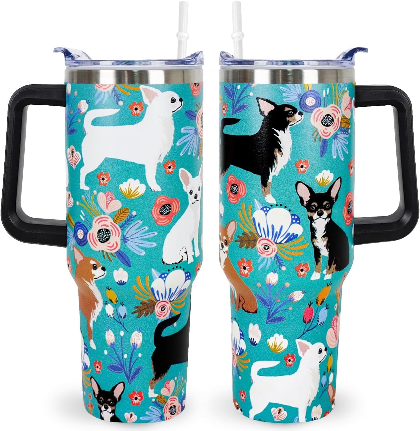 Pitbull Gifts Dog Tumbler Cup for Women Men 40oz Stainless Steel Insulated Travel Mug with Lid and Straw