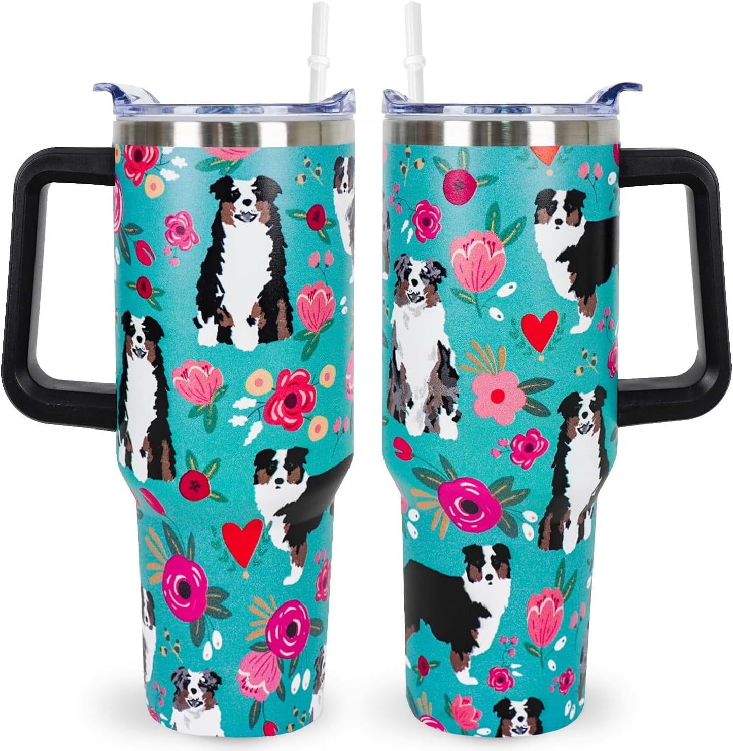 Pitbull Gifts Dog Tumbler Cup for Women Men 40oz Stainless Steel Insulated Travel Mug with Lid and Straw