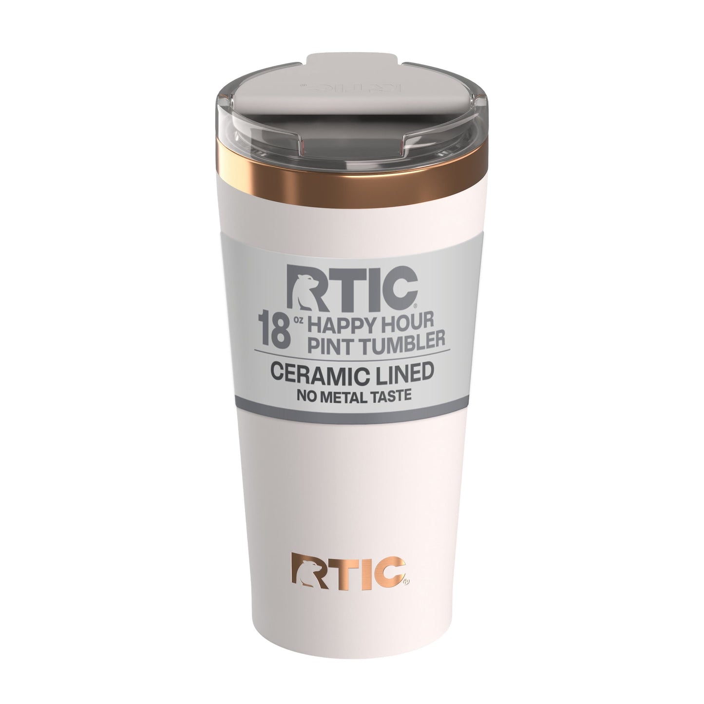 RTIC 18 oz Ceramic Lined Insulated Happy Hour Pint Tumbler, Leak Resistant Lid, Soft-Touch Exterior, Dark Midnight Dust
