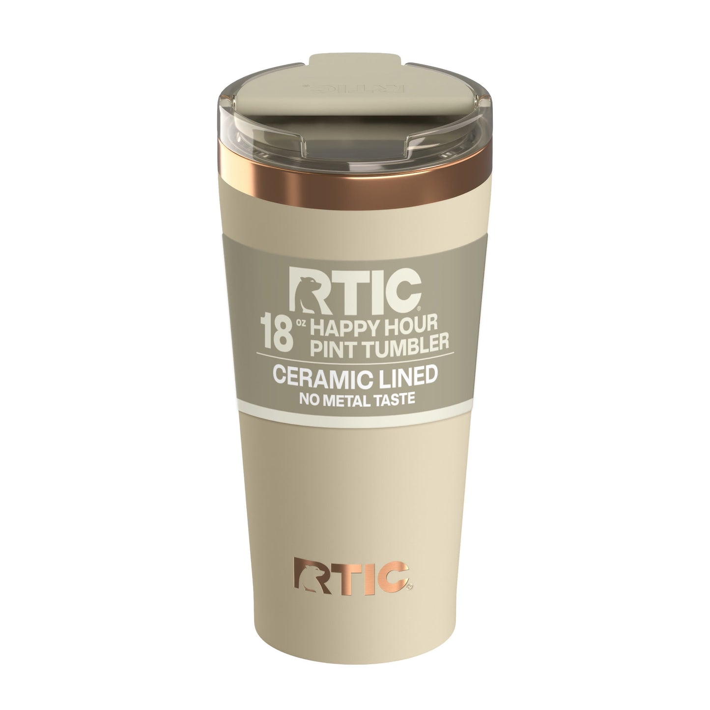 RTIC 18 oz Ceramic Lined Insulated Happy Hour Pint Tumbler, Leak Resistant Lid, Soft-Touch Exterior, Dark Midnight Dust