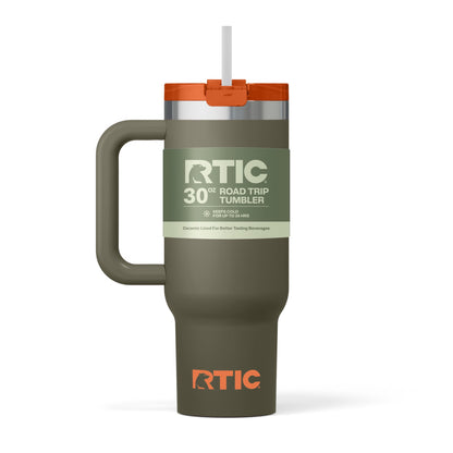 RTIC 30 oz Ceramic Lined Road Trip Tumbler with Handle and Leak-Resistant Straw Lid, Plum