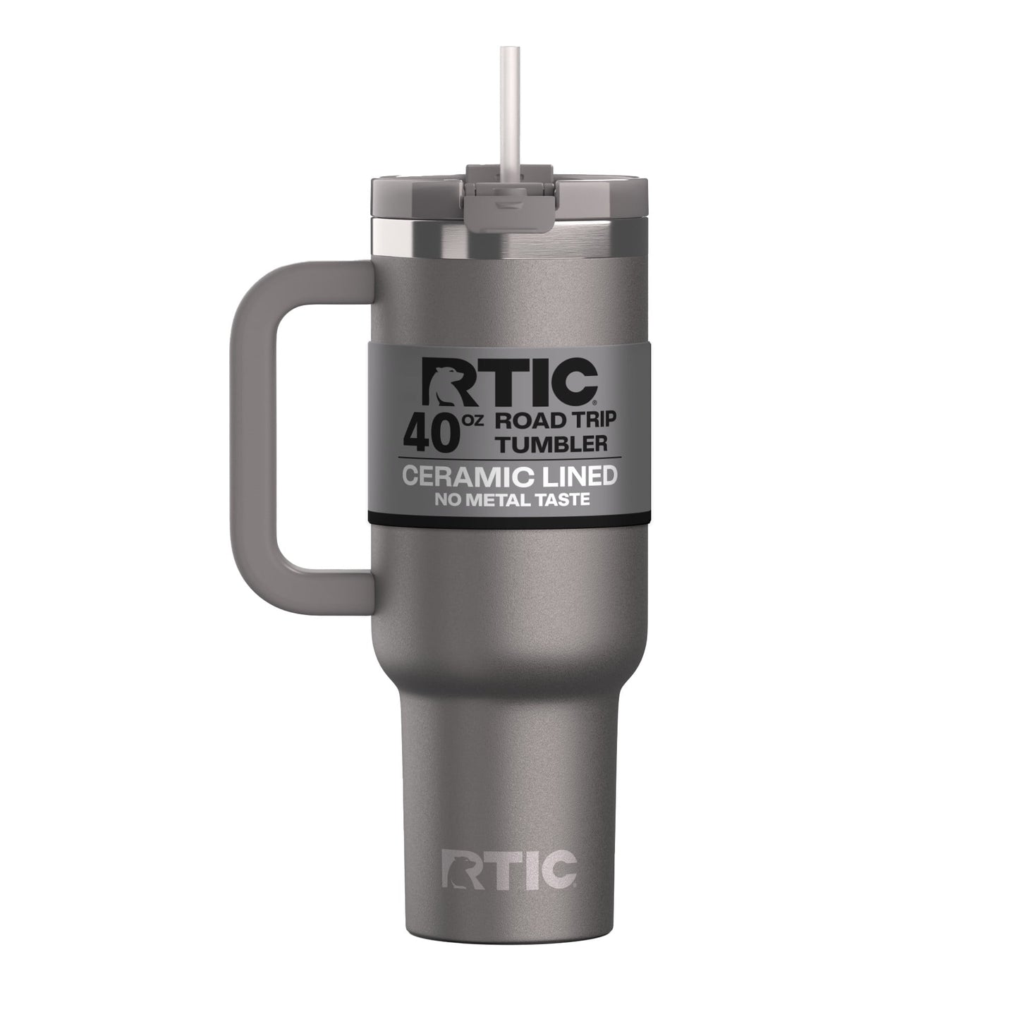 RTIC 40 oz Ceramic Lined Road Trip Tumbler with Handle and Leak-Resistant Straw Lid, Beach