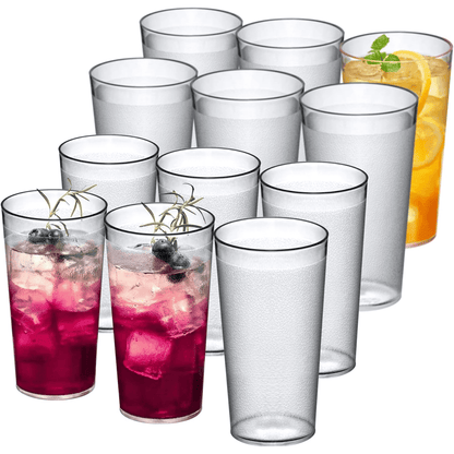 Ruseen 12 Piece Unbreakable Plastic Tumblers Drinkware Bpa Free Reusable Plastic Drinking Glasses For Home Outdoors  Stackable Lead Free Dishwasher Safe 16Oz