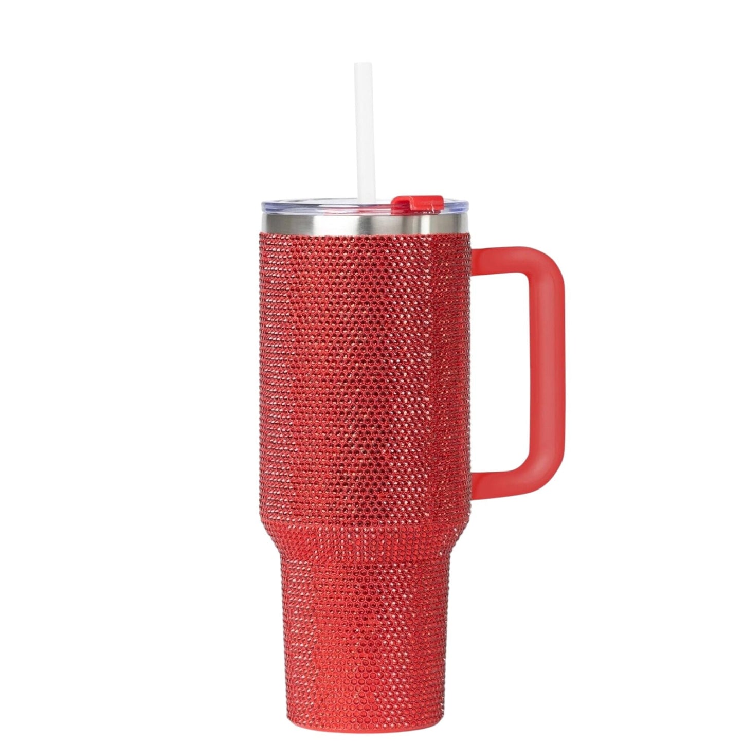 STP GOODS Stainless Steel Rhinestone Insulated Tumbler with Handle Lid and Straw 40 fl oz (1200 ml) Double-Wall Travel Mug, Light Green
