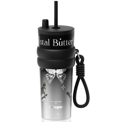 Sidagar 24 oz Stainless Steel Vacuum Insulated Coffee Travel Tumbler with Straw Lid, Red Cherry