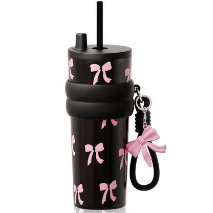 Sidagar 24 oz Stainless Steel Vacuum Insulated Coffee Travel Tumbler with Straw Lid, Red Cherry