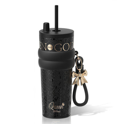 Sidagar 24 oz Stainless Steel Vacuum Insulated Coffee Travel Tumbler with Straw Lid, Red Cherry