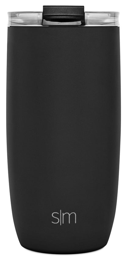 Simple Modern 16oz Voyager Travel Mug Tumbler w/ Clear Flip Lid & Straw - Coffee Cup Vacuum Insulated Flask 18/8 Stainless Steel Hydro Water Bottle -Midnight Black