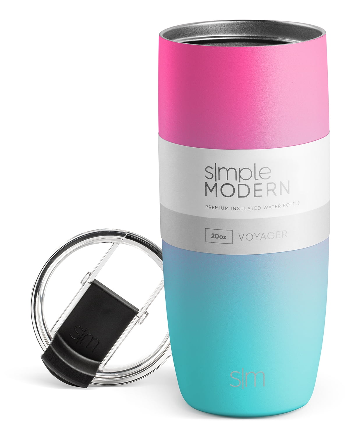 Simple Modern 16oz Voyager Travel Mug Tumbler w/ Clear Flip Lid & Straw - Coffee Cup Vacuum Insulated Flask 18/8 Stainless Steel Hydro Water Bottle -Midnight Black