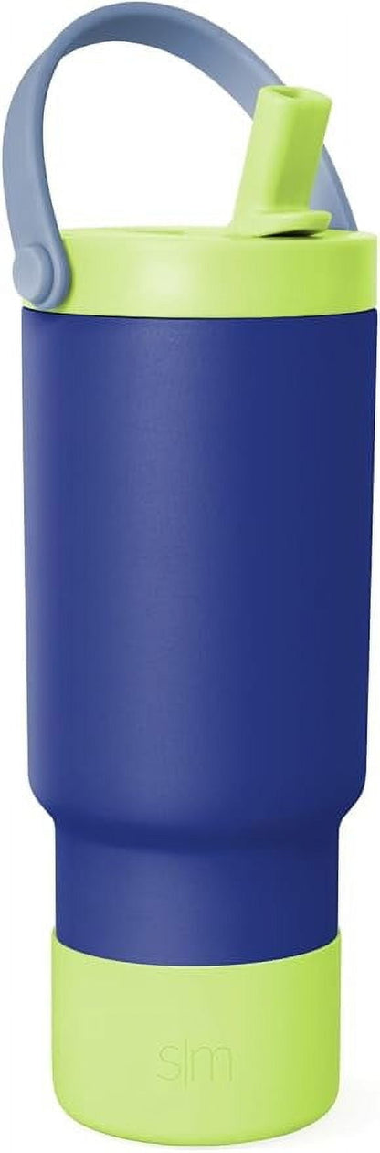 Simple Modern 24 Fl Oz Insulated Stainless Steel Trek Pivot Tumbler With Straw Lid And Top Handleseaside Blue