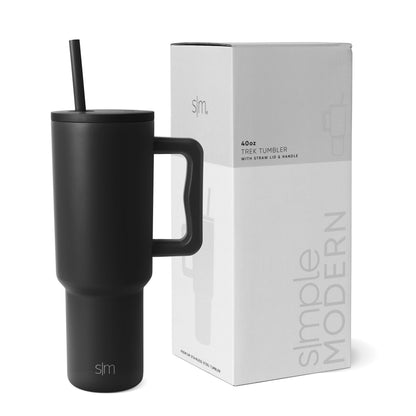 Simple Modern 40 fl oz Insulated Stainless Steel Trek Tumbler with Straw Lid | Graphite