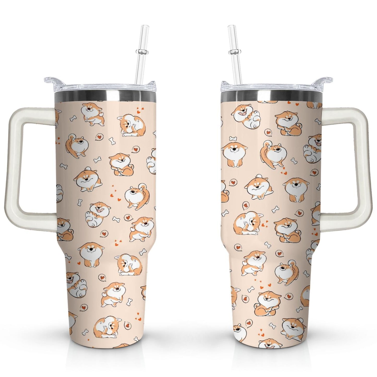 Gift for Dog Lovers Cute Dog Tumbler for Women - 40oz Dog Tumblers with Handle Straw and Lid Tumbler Cup Travel Coffee Mug