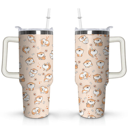 Gift for Dog Lovers Cute Dog Tumbler for Women - 40oz Dog Tumblers with Handle Straw and Lid Tumbler Cup Travel Coffee Mug