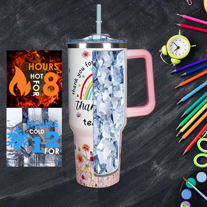 40 Oz Tumbler With Handle 40oz Purple Butterfly Tumbler With Lid Straw Double Insulated Travel Coffee Mug Butterfly Gifts For Women