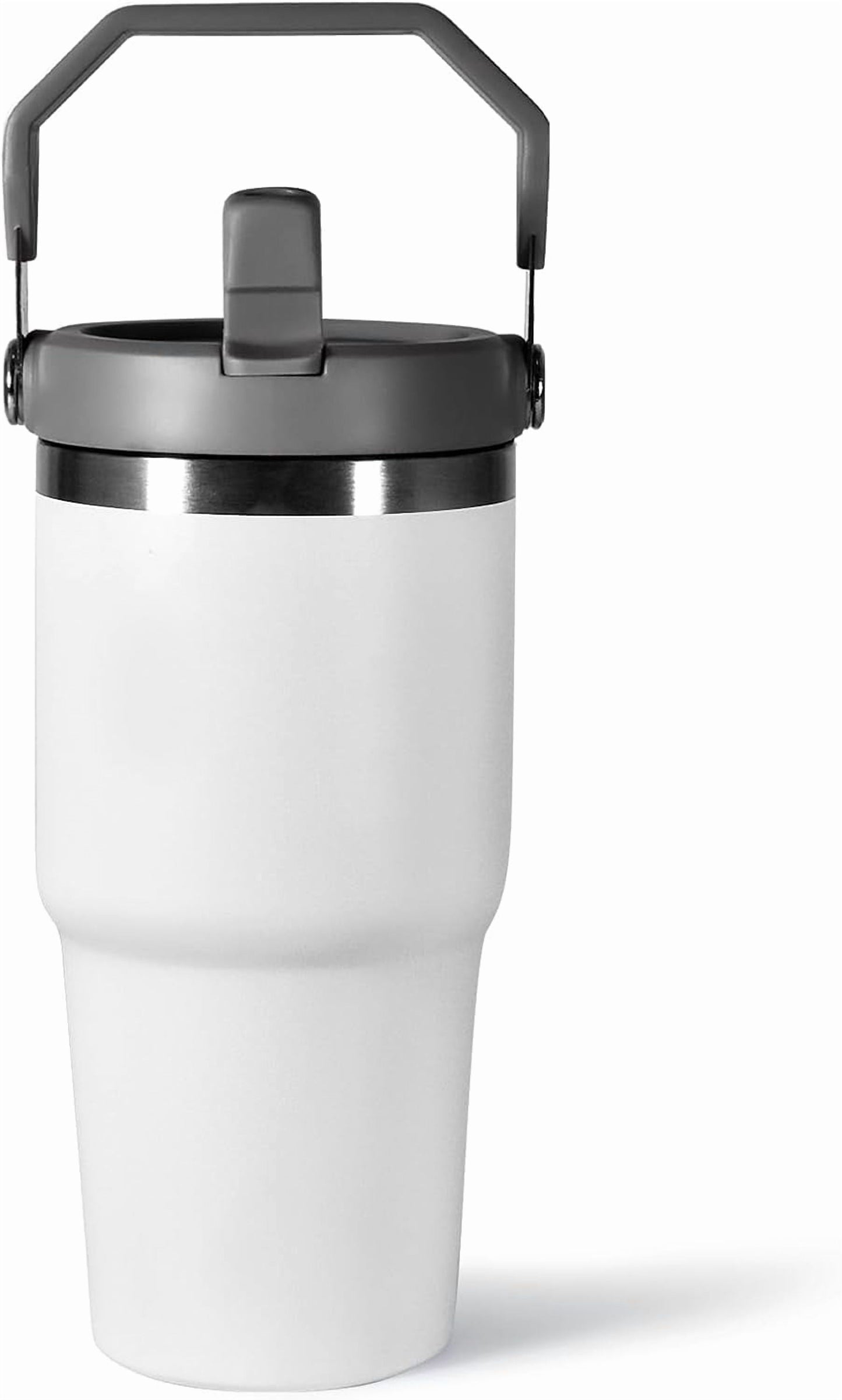WarmH 20 oz Tumbler with Handle,Insulated Tumbler with Lid and Flip Straw Leak Proof Double Wall Stainless Steel Vacuum Travel Coffee Mug Insulated Water Bottle Thermal Cup, Cupholder Friendly, Black