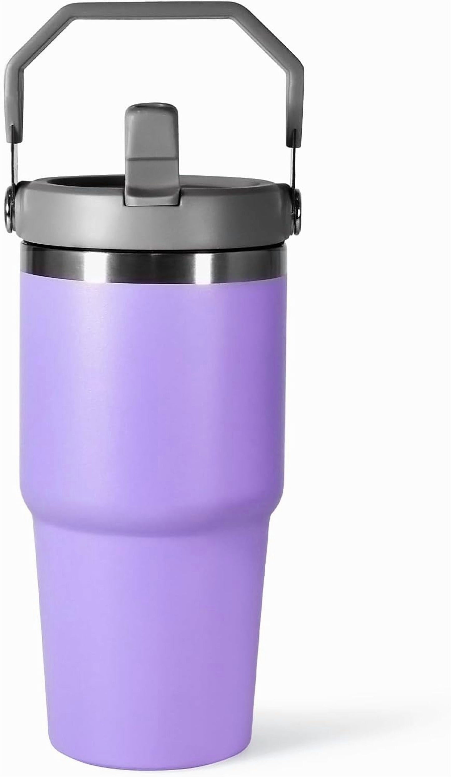 WarmH 20 oz Tumbler with Handle,Insulated Tumbler with Lid and Flip Straw Leak Proof Double Wall Stainless Steel Vacuum Travel Coffee Mug Insulated Water Bottle Thermal Cup, Cupholder Friendly, Black