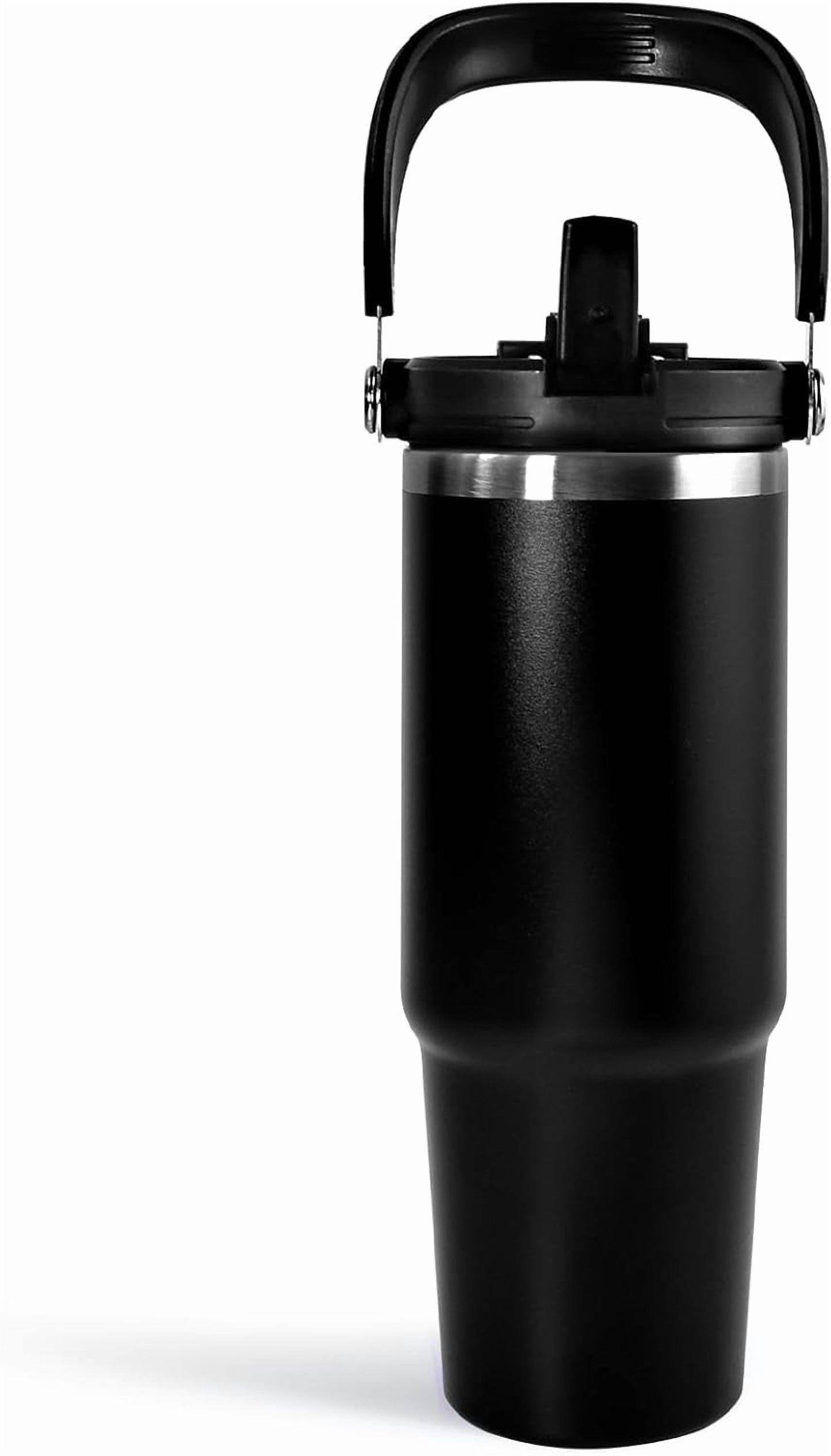 WarmH 20 oz Tumbler with Handle,Insulated Tumbler with Lid and Flip Straw Leak Proof Double Wall Stainless Steel Vacuum Travel Coffee Mug Insulated Water Bottle Thermal Cup, Cupholder Friendly, Black