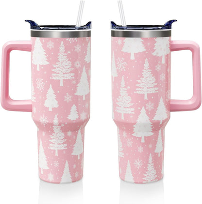 40oz Insulated Stainless Steel Tumbler with Handle, Abstract Brown Leopard Print Leakproof Water Bottles Travel Mug with Lid And Straw for Water, Iced Tea Or Coffee for Most Car Cup Holder