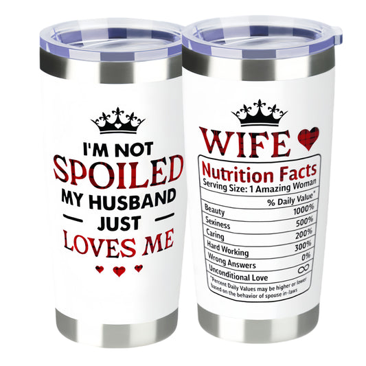 【Wife swig Tumbler】Gifts for Wife from Husband - Wedding Anniversary for Women, Birthday, Valentines, Mothers Day, Christmas Gifts for Wife - Romantic Love Cup for Her - 20 Oz White 2-sided Tumbler