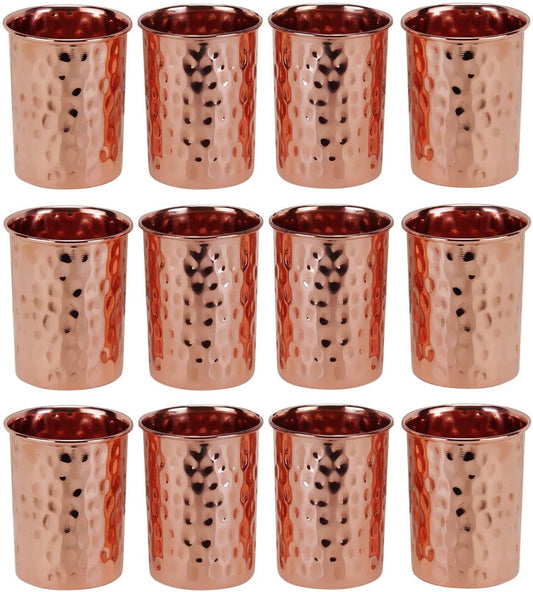 Zap Impex Pure Copper Hammered Glasses Cup Moscow Mule Tumbler (Set of 12)